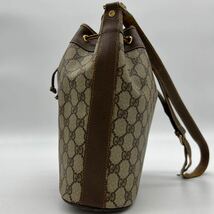 1円【最高級の逸品】GUCCI グッチ ヴィンテージ GGスプリーム インターロッキング 巾着 ショルダーバッグ バケツ型 PVC×レザー 正規品_画像4