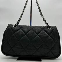 1円【美品】CHANEL シャネル マトラッセ Wチェーン ショルダーバッグ ココマーク フラップ シルバー金具 プッシュロック ブラック 確実正規_画像5