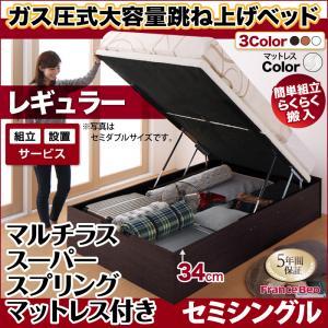 日本限定モデル】 組立設置付 収納ベッド/縦開き/セミシングル/深さ 