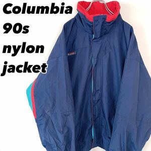 90s Columbia Bugaboo コロンビア メンズ スタンドカラー ナイロンジャケット ネイビー L 古着 #S0072