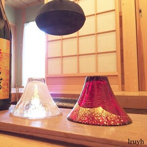 冷酒グラス 冷酒杯 東洋佐々木ガラス 招福杯 富士山 紅白 赤 レッド 白 ホワイト 金箔 日本酒 冷酒 酒器 日本製 ペア 2個セット