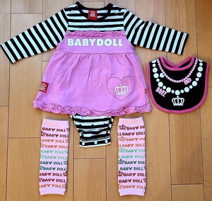 BABYDOLLベビードール ロンパース70㎝、スタイ、レッグウォーマーセット