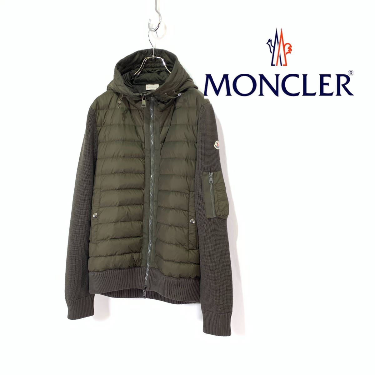 極美品 MONCLER モンクレール ハイブリッドダウンニットパーカー