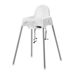☆ IKEA イケア ☆ ANTILOP アンティロープ ハイチェア 安全ベルト付き, ホワイ, シルバーカラー 椅子 ベビーu 2ｈ