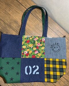 トートバッグ パッチワーク ハンドメイド ステンシル