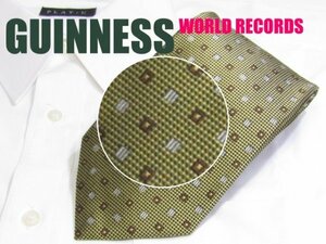 Y 864 ギネス 世界記録 ネクタイ GUINNESS WORLD RECORDS 金色系　角ドット柄ジャガード