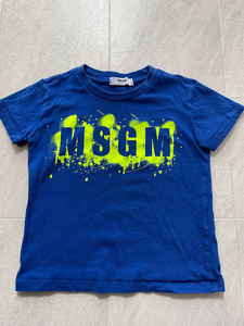 ■阪急百貨店購入■MSGM KIDS/エムエスジーエム キッズ/子供■ロゴTシャツ/トップス/半袖Tシャツ■ブルー■4/110cm◎