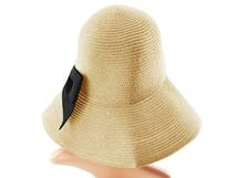 キャペリン 帽子つば広タイプ UV 洗える 抗菌防臭 消臭 デオドラントネーム リボン付き ベージュ_画像2
