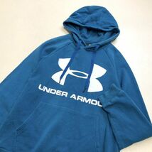 under armor アンダーアーマー ビッグロゴ フーディ パーカー メンズ MDサイズ ターコイズブルー アウトドア キャンプ_画像4