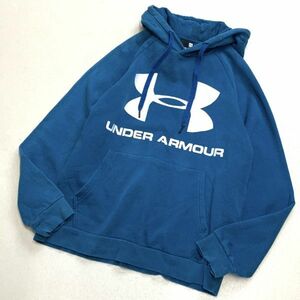 under armor アンダーアーマー ビッグロゴ フーディ パーカー メンズ MDサイズ ターコイズブルー アウトドア キャンプ