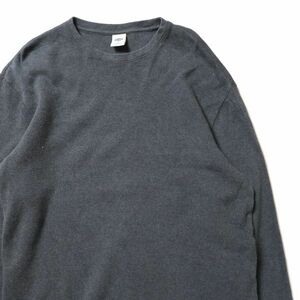 00's オールドネイビー クルーネック コットン Tシャツ 長袖 (M) 紺灰 リブ無し 無地 ロンT 00年代 旧タグ オールド ギャップ OLD NAVY GAP