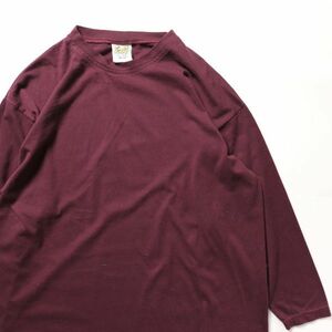 90's USA製 Fast 3/4 スリーブ クルーネック Tシャツ 長袖 (ONE) エンジ 7分袖 無地 ロンＴ 90年代 アメリカ製 オールド 旧タグ