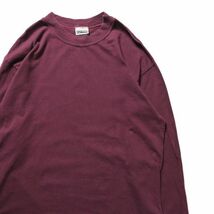 90's USA製 ベーシックエディション クルーネック ロングスリーブ Tシャツ 長袖 (M) 紫系 無地 ロンＴ 90年代 アメリカ製 旧タグ オールド_画像1