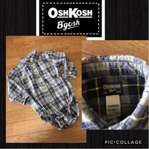 ★OSHKOSH オシュコシュ 24MONTHS 80cm 90cm 長袖 ロンパース シャツ チェック 男の子 インドネシア製 比較的綺麗