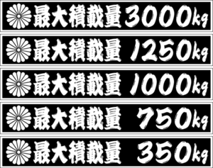 最大積載量　ひげ文字　菊紋　２５センチ　2枚組