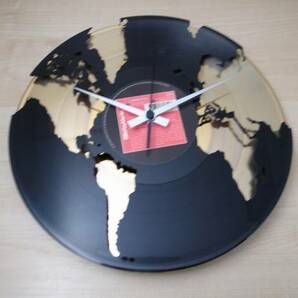 レコード盤クロック●WORLD　世界地図●イタリア製●ディスコクロック・ダブルデッカー・コレクション●ゴールド