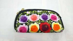  floral print embroidery pouch 