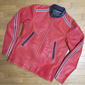 KADOYA レッド 赤 L カドヤ 日本製 ライダースジャケット ヘッドファクトリー 革ジャン レザージャケット レッド