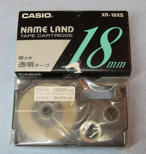 CASIO/ name Land / silver character / transparent tape /18mm/XR-18XS/②