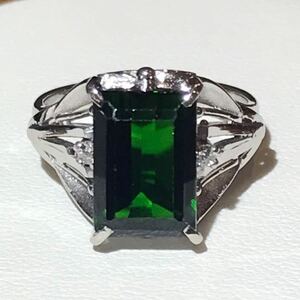 *Pt900 tourmaline 3.18ct& diamond ring *