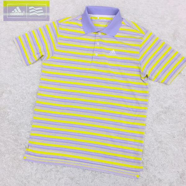 adidas golf アディダスゴルフ ゴルフウェア スポーツ 半袖シャツ ボーダー 刺繍 パフォーマンスロゴ メンズ Sサイズ