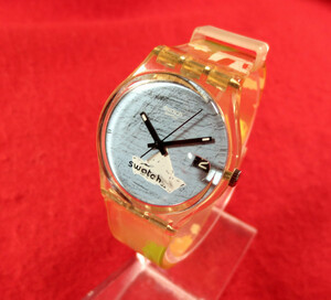 SW415)* work properly wristwatch free shipping ( outside fixed form )*SWISS SWATCH Switzerland Swatch * blue date 