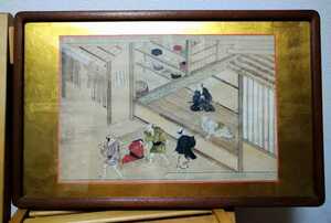 額装 古画 40cm 風俗画 紙本肉筆 江戸時代 貴重 adoc-3f1492