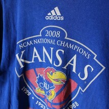 古着 adidas アディダス KANSAS プリント 半袖 Tシャツ ブルー メンズS pan288_画像2