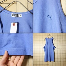 古着 PUMA プーマ タンクトップ ワンポイント 刺繍 ブルー メンズM相当 アメリカ古着_画像2