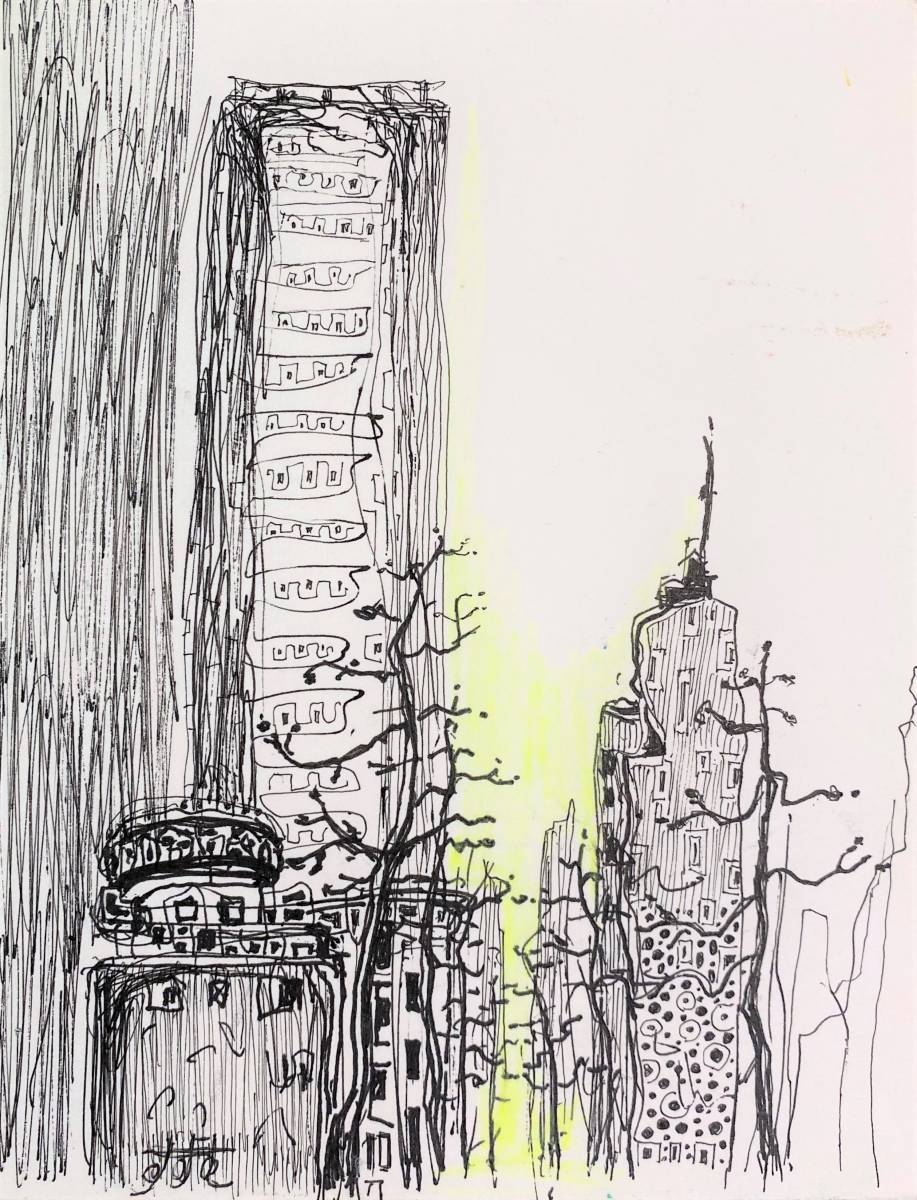 Susumu Sekiguchi Torre del Cielo Sur Hachioji, Dibujo hecho a mano/autografiado, certificado, Viene con un marco de alta calidad., envío gratis, medios mixtos, obra de arte, cuadro, otros