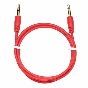 [ red ] audio cable 3.5mm plug Jack stereo both edge Gold plating processing total length 1 meter 