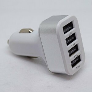 【シルバー】 USB ４ポート シガー 充電器アダプター ソケット ライターの商品画像
