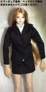 BMオリジナル 1/6サイズフィギュア用衣装 OLビジネススーツ黒　 (白シャツタイプ）