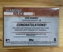 2019 Topps opening day Baseball MLB Diamond Relics 砂 Jose Ramirez ホセ・ラミレス_画像2