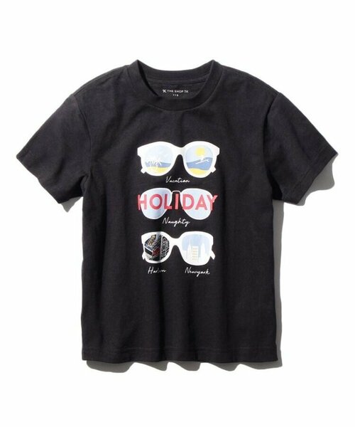 新品　THE SHOP TK(Kids)　プリントクルーネックTシャツ　ブラック　15(150cm)　定価1089円