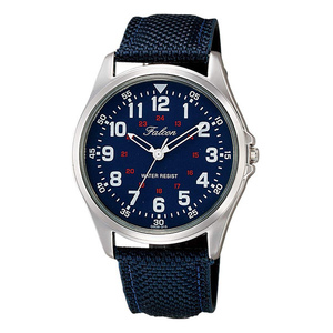 同梱可能 シチズン ファルコン 腕時計 日本製ムーブメント ナイロン/革ベルト ネイビー/紺 QB38-315 メンズ 紳士