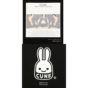 送料無料 新品 cune キューン うさぎ 27周年記念 お腹ぶよぶよ Tシャツ L 黒 ダイエット 肥満