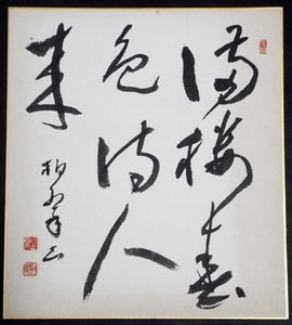 5989☆☆真作・肉筆色紙・川上柏翆・書・女流書家・瑞雲書道会・日本女流書道会代表☆