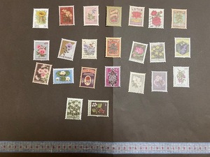 ◆海外ステッカー・シール【B21-D】23枚　切手型・スタンプ型　草花・植物・自然　手帳・日記・ジャンクジャーナル・コラージュに