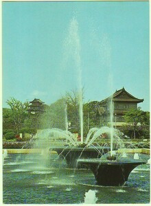 東京 皇居前 大噴水(皇太子殿下御結婚記念) 巽櫓 富士見櫓 カラー