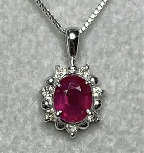  high class jewelry natural ruby 0.50ct diamond 0.05ct K18WG pendant Venetian changer 40cm K18 necklace set jewelry feeling of luxury overflow 