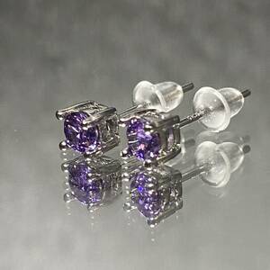 {No.p040} gem quality earrings natural stone amethyst both ear for 