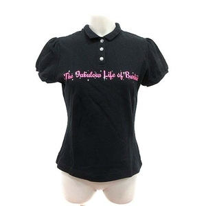 パーリーゲイツ PEARLY GATES Barbie golf ゴルフウェア ポロシャツ 鹿の子 ロゴ 半袖 2 黒 ブラック /YK レディース