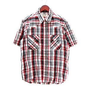 リーバイス レッドタブ Levi's RED TAB シャツ チェック 半袖 L 白 ホワイト 赤 レッド /MN メンズ