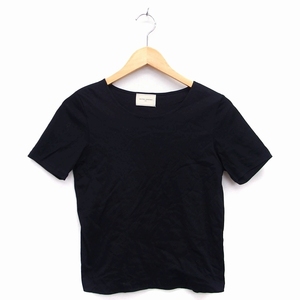 ユナイテッドアローズ UNITED ARROWS Tシャツ カットソー 丸首 半袖 コットン 綿 無地 シンプル ブラック 黒 /HT30 レディース