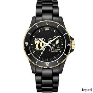 腕時計 ブラック スヌーピー ダイヤモンド ハイブリッドセラミック 低アレルゲン かわいい オシャレ ギフト スヌーピー生誕70周年記念限定