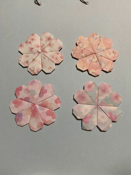 折り紙桜柄クローバーメダル12