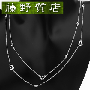 ( beautiful goods ) Tiffany TIFFANY visor yard Open Heart diamond necklace silver SV925× diamond 7 stone 8915