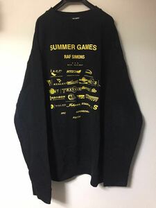 RAF SIMONS 17AW Summer Games Sweatshirt 黒 イエロー M オーバーサイズ スウェット 企業 スポンサー グラフィック パーカー イタリア製