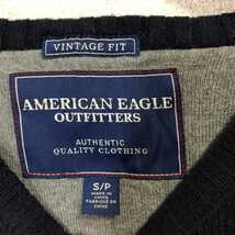 F4542dL《AMERICAN EAGLE OUTFITTERS アメリカンイーグルアウトフィッターズ》サイズS ニットセーター ボーダー ネイビー×ブラウン_画像6